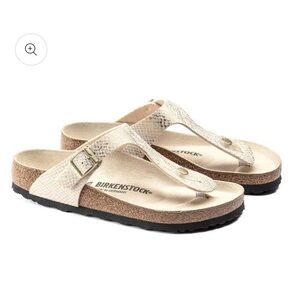 Birkenstock Gizeh Shinny Python Eggshell Textured Sandals.